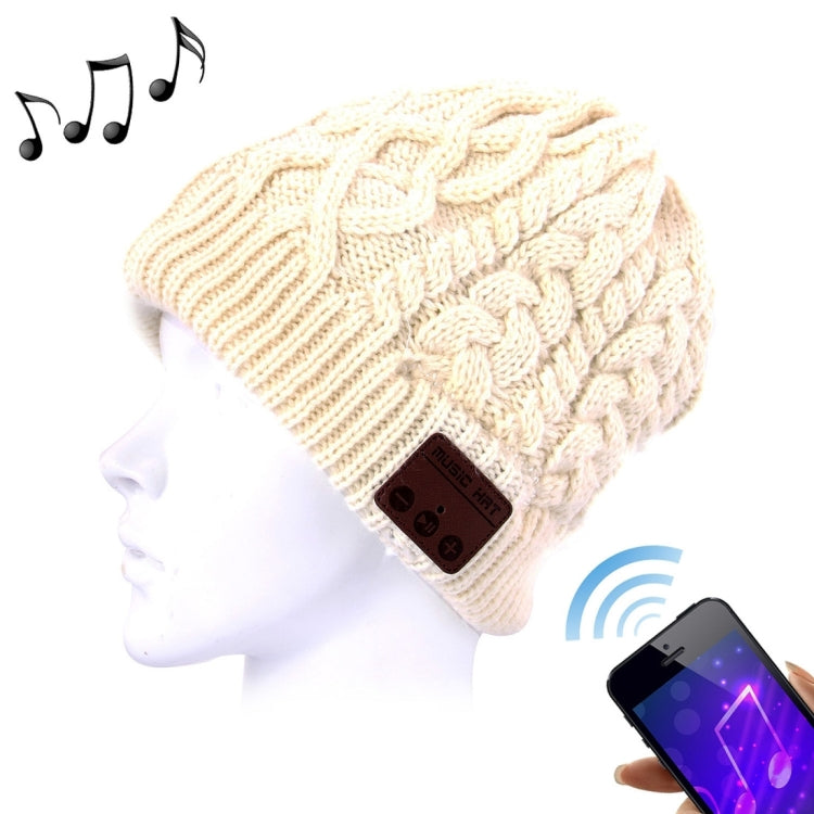 波状テクスチャ編みBluetoothヘッドセット付き暖かい冬用ビーニーハット、男の子＆女の子＆大人用