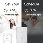Sonoff T2 タッチ 120mm強化ガラスパネル壁スイッチ スマートホームライトタッチスイッチ、AlexaとGoogle Home対応、AC 100V-240V、米国プラグ、120mm／3米国プラグ