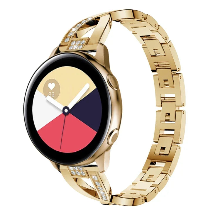 X字型ダイヤモンド ステンレススチール リストストラップウォッチバンド Galaxy Watch Active 20mm 用