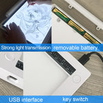A4-19 6.5W 3段階調光可能 A4 LEDドローイングスケッチパッド ライトパッド USBケーブル付き