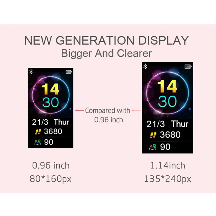 TD19 1.14インチIPSスクリーンスマートブレスレット IP67防水、着信リマインダー / 心拍数モニタリング / 血圧モニタリング / 睡眠モニタリング / リモートカメラ対応
