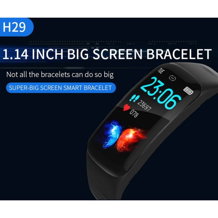 H29 1.14インチIPSカラースクリーンスマートブレスレット IP67防水、歩数計 / 着信リマインダー / 心拍数モニタリング / 睡眠モニタリング対応
