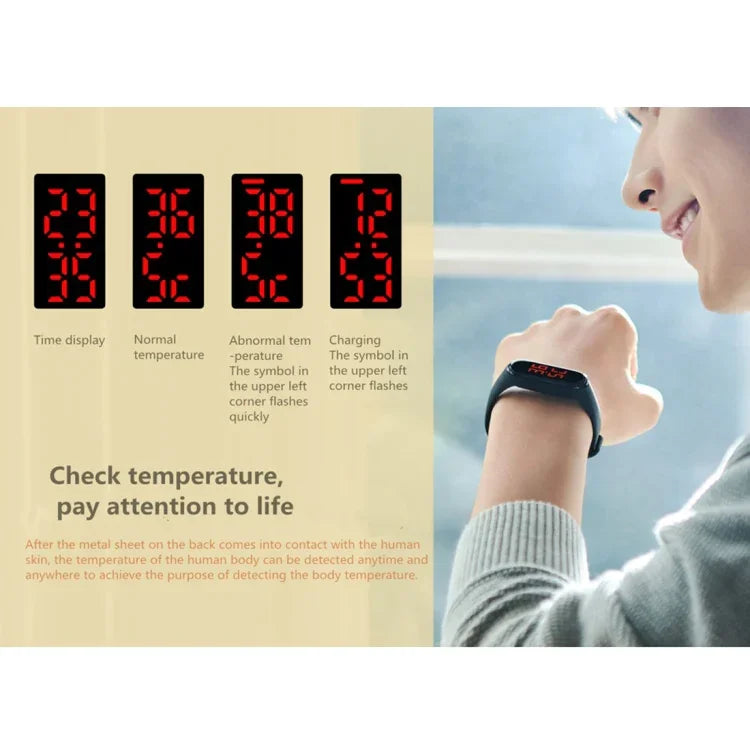 V8 スマート温度モニタリングブレスレット、温度測定範囲：30〜45度セルシウス