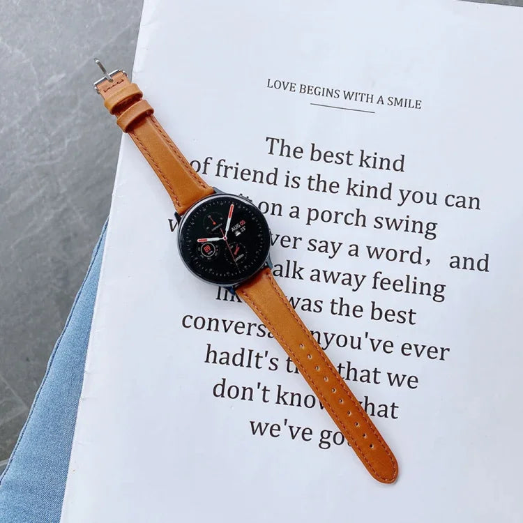Samsung Galaxy Watch 22mm スマートウォッチ ユニバーサル両面レザー小型ウォッチバンド、22mm