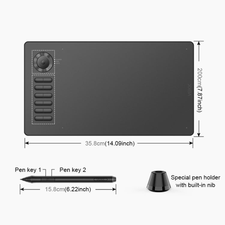 VEIKK A15PRO 10x6インチ 5080 LPI Type-Cインターフェース スマートタッチ 電子グラフィックタブレット