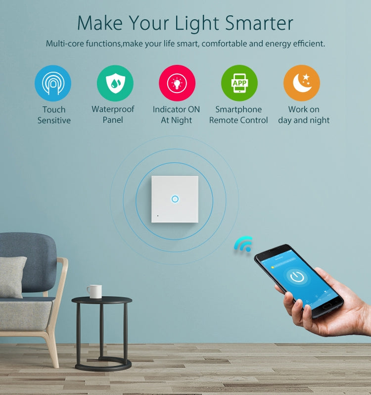 NEO NAS-SC01W ワイヤレスWiFi EUスマートライトコントロールスイッチ 1ギャング