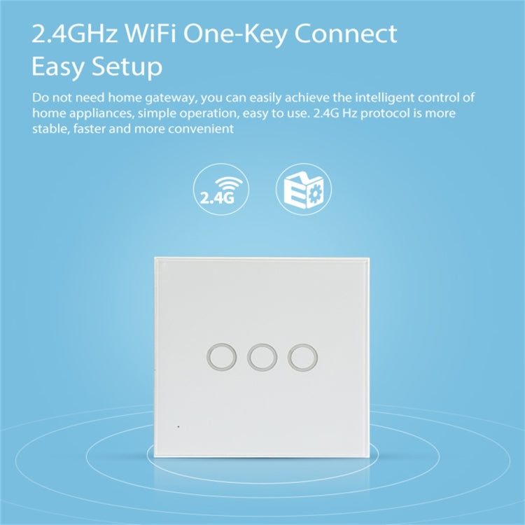NEO NAS-SC03W ワイヤレスWiFi EUスマートライトコントロールスイッチ 3ギャング、3ギャング