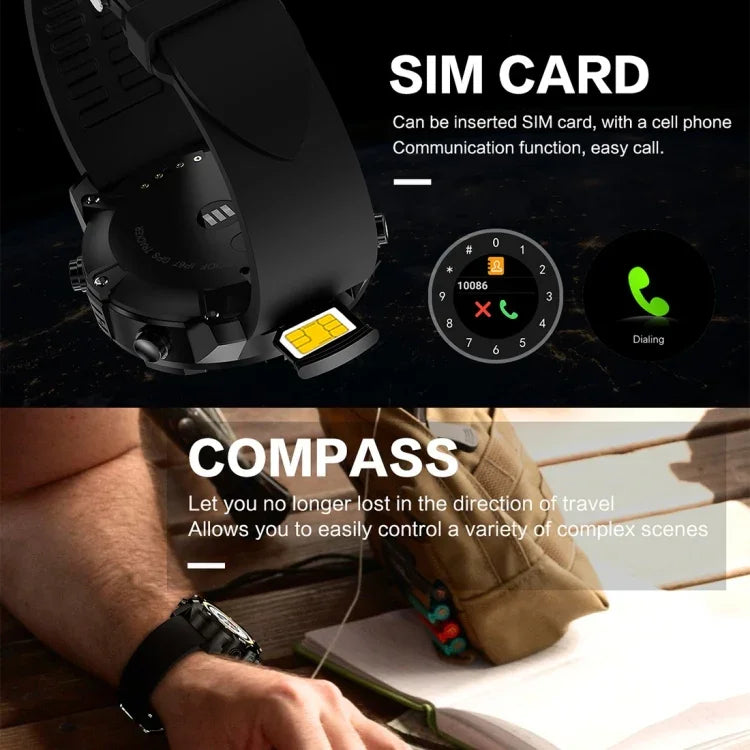S3 1.39インチOLEDスクリーンディスプレイBluetoothスマートウォッチ、IP67防水、コンパス／心拍数モニター／SIMカード／GPSナビ対応、AndroidおよびiOS対応
