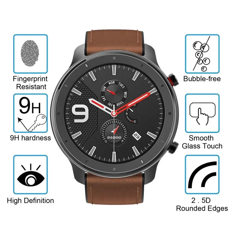 Amazfit GTR 47mm用 0.26mm 2.5D 9H 強化ガラスフィルム スクリーンプロテクター、Amazfit GTR 47mm用