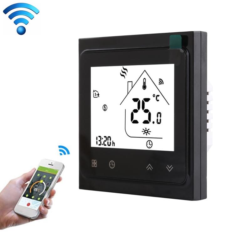 BHT-002GBLW 16A負荷 電子加熱タイプ LCDデジタル暖房用ルームサーモスタット センサー＆時間表示付き、WiFi制御、BHT-002GBLW 16A（ブラック）電子加熱タイプ、BHT-002GBLW 16A（ホワイト）電子加熱タイプ