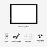 A3 8W 5V LED USB 3段階調光可能アクリルスケールトレースボード アニメスケッチ用トレースパッド USBケーブル付き、3段階調光 USBケーブル＆電源アダプター付き