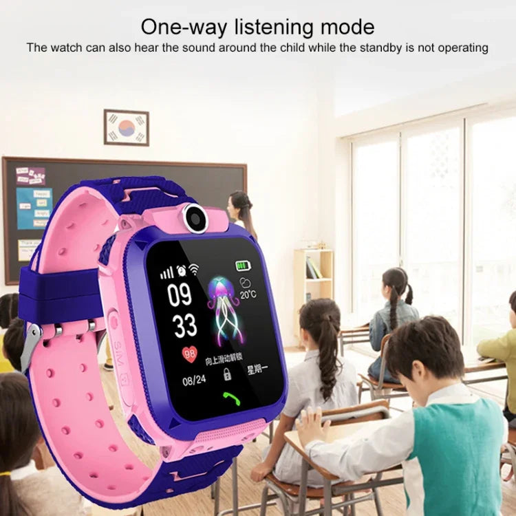 Q120 1.44インチ カラー画面 子供用スマートウォッチ IP67 防水、LBS 位置情報/双方向通話/ワンキー応急処置/音声モニタリング/Setracker アプリ対応