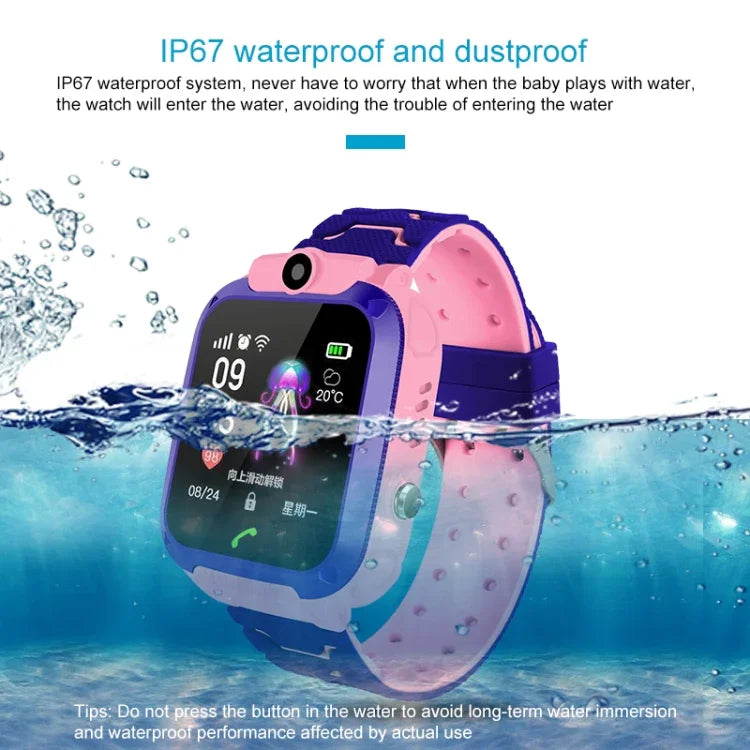 Q120 1.44インチ カラー画面 子供用スマートウォッチ IP67 防水、LBS 位置情報/双方向通話/ワンキー応急処置/音声モニタリング/Setracker アプリ対応