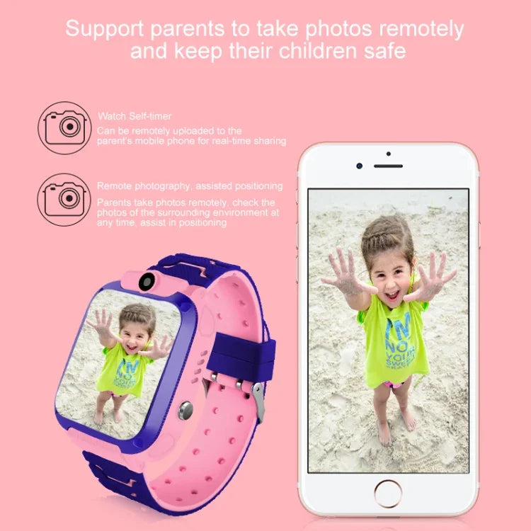 Q120 1.44インチ カラー画面 子供用スマートウォッチ IP67 防水、LBS 位置情報/双方向通話/ワンキー応急処置/音声モニタリング/Setracker アプリ対応
