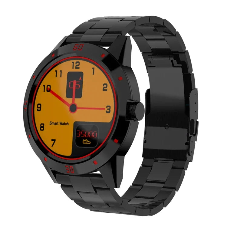 N6 スマートウォッチ 1.3インチ TFT スクリーン MTK2502C Bluetooth4.0、ステンレススチール時計バンド、心拍数モニター＆歩数計＆睡眠モニター＆座りすぎリマインダー対応、ステンレススチール時計ストラップ/ブラック、ステンレススチール時計ストラップ/シルバー