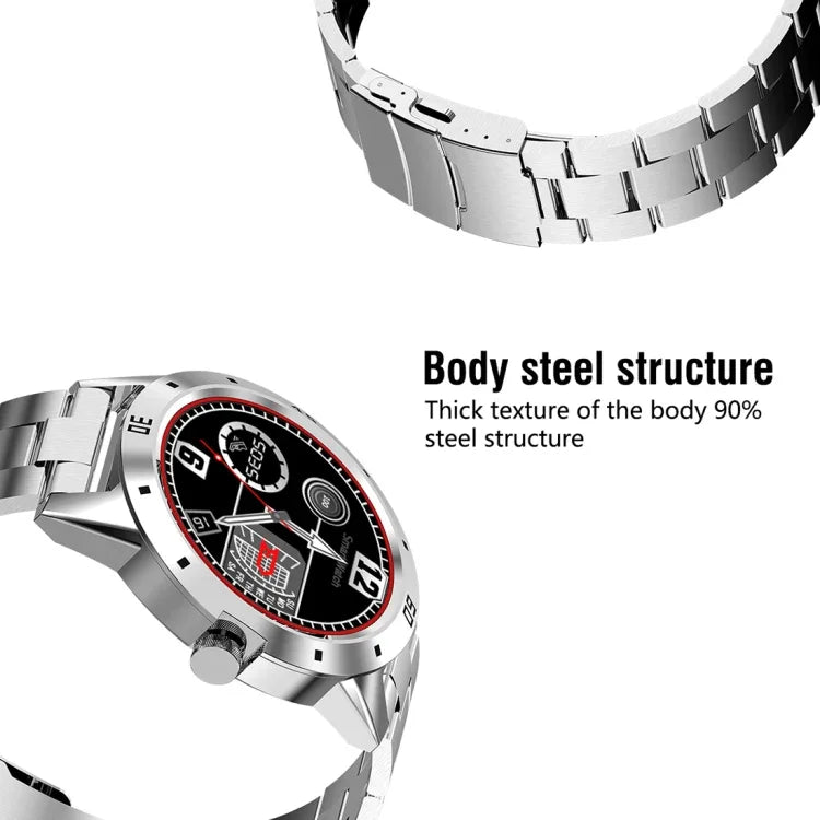N6 スマートウォッチ 1.3インチ TFT スクリーン MTK2502C Bluetooth4.0、ステンレススチール時計バンド、心拍数モニター＆歩数計＆睡眠モニター＆座りすぎリマインダー対応、ステンレススチール時計ストラップ/ブラック、ステンレススチール時計ストラップ/シルバー