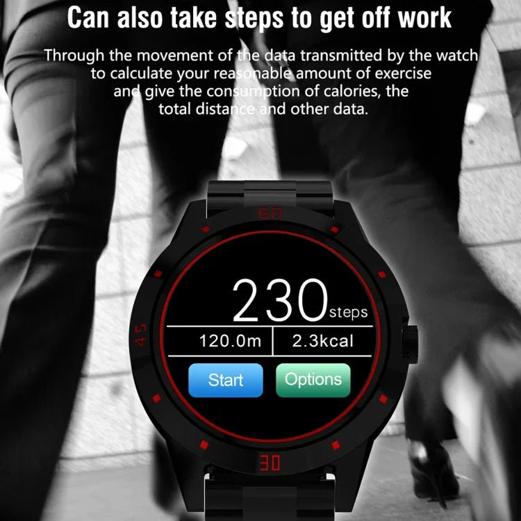 N6 スマートウォッチ 1.3インチ TFT スクリーン MTK2502C Bluetooth4.0、ステンレススチール時計バンド、心拍数モニター＆歩数計＆睡眠モニター＆座りすぎリマインダー対応、ステンレススチール時計ストラップ/ブラック、ステンレススチール時計ストラップ/シルバー
