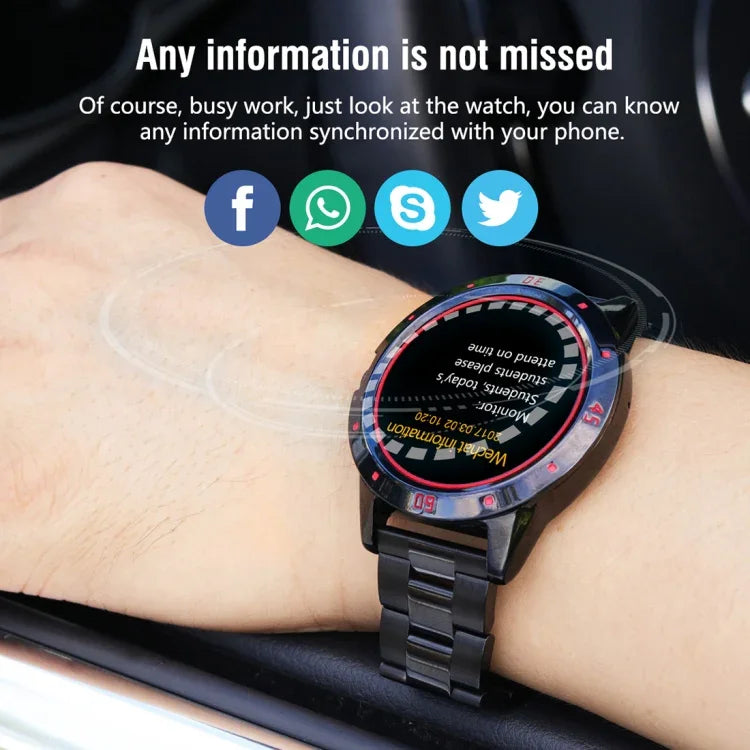 N6 スマートウォッチ 1.3インチ TFT スクリーン MTK2502C Bluetooth4.0、ステンレススチール時計バンド、心拍数モニター＆歩数計＆睡眠モニター＆座りすぎリマインダー対応、ステンレススチール時計ストラップ/ブラック、ステンレススチール時計ストラップ/シルバー