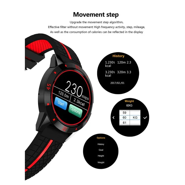 N6スマートウォッチ 1.3インチTFTスクリーン MTK2502C Bluetooth4.0、シリコンウォッチバンド、心拍数モニター＆歩数計＆睡眠モニター＆座りすぎリマインダー対応、シリコンウォッチストラップ/レッド、シリコンウォッチストラップ/イエロー