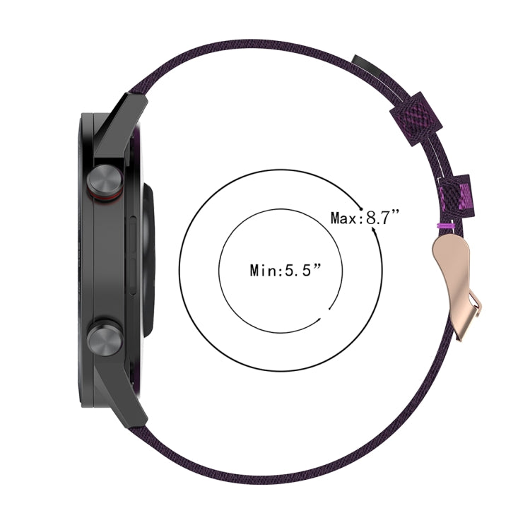 22mmストライプ織りナイロンリストストラップウォッチバンド Huawei GT / GT2 46mm、Honor Magic Watch 2 46mm / Magic用