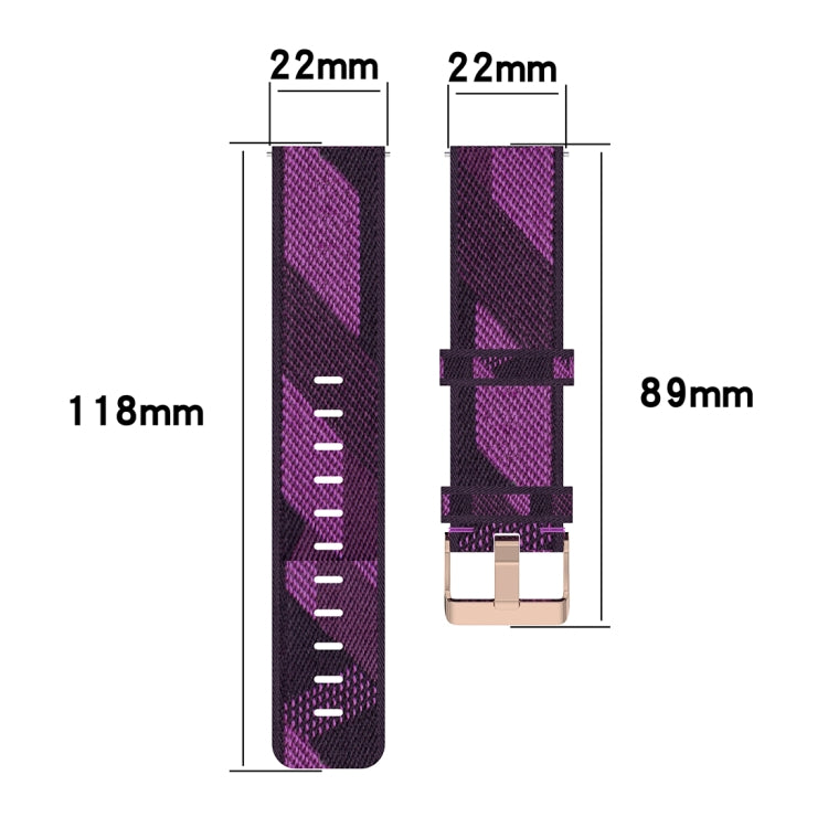 22mmストライプ織りナイロンリストストラップウォッチバンド Huawei GT / GT2 46mm、Honor Magic Watch 2 46mm / Magic用