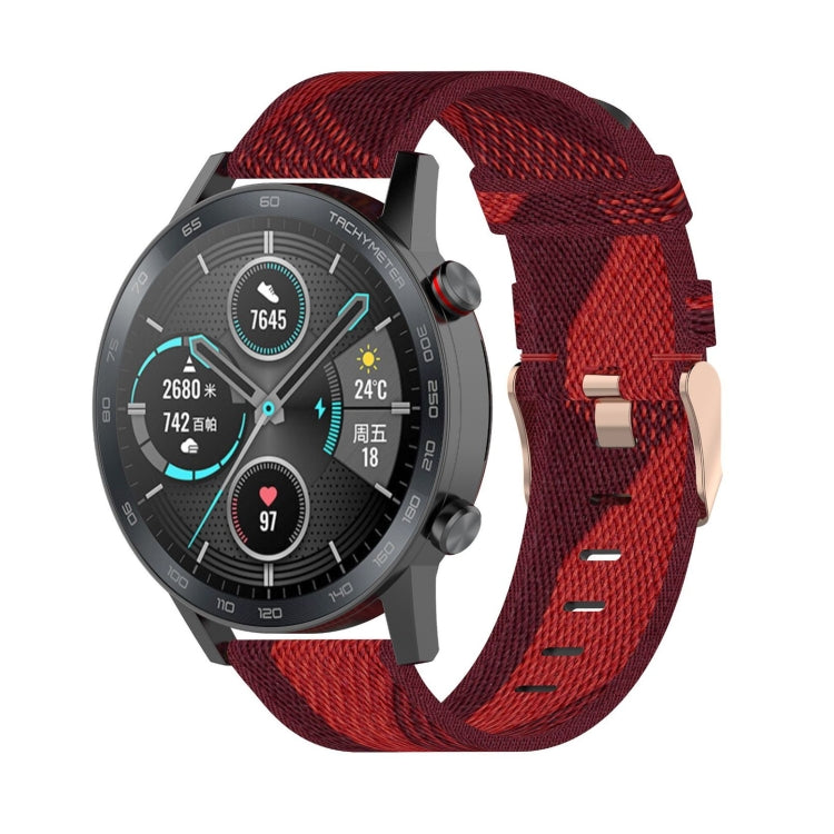 22mmストライプ織りナイロンリストストラップウォッチバンド Huawei GT / GT2 46mm、Honor Magic Watch 2 46mm / Magic用