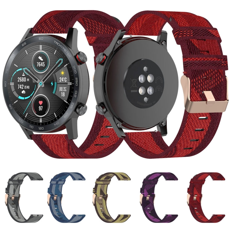 22mmストライプ織りナイロンリストストラップウォッチバンド Huawei GT / GT2 46mm、Honor Magic Watch 2 46mm / Magic用