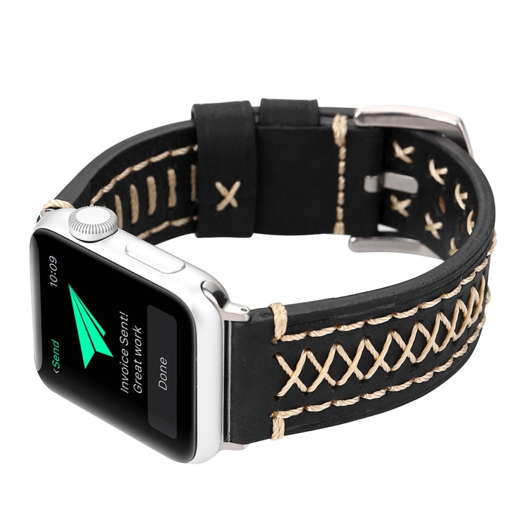 Apple Watch Ultra 49mm＆Watch Ultra 2 49mm / Series 10 46mm / 9&8&7 45mm / SE 3&SE 2&6&SE&5&4 44mm / 3&2&1 42mm用 手動ラインパターン 本革リストウォッチバンド、42mm用