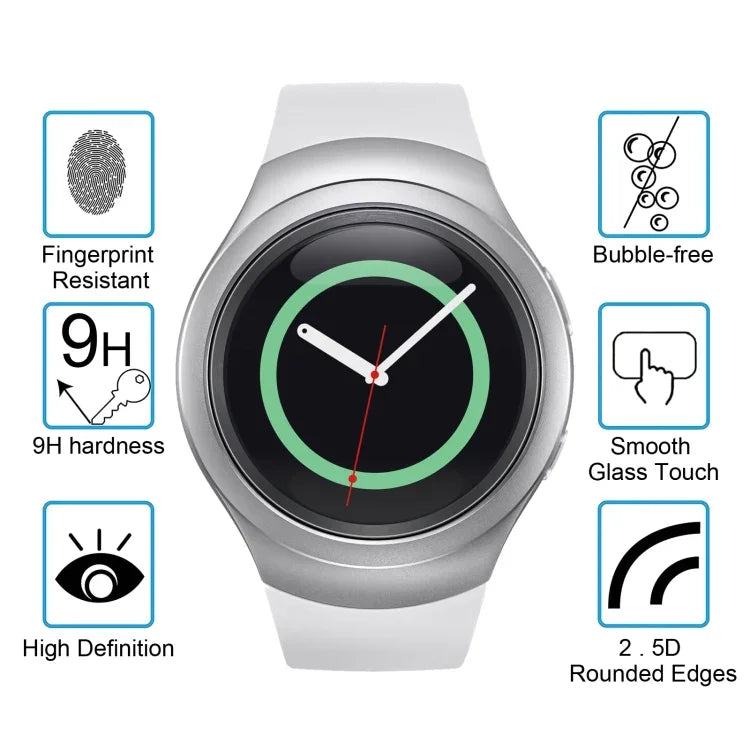 2枚セット ENKAY Hat-Prince Samsung Gear S2 スマートウォッチ用 0.2mm 9H 表面硬度 2.15D 防爆強化ガラススクリーンフィルム