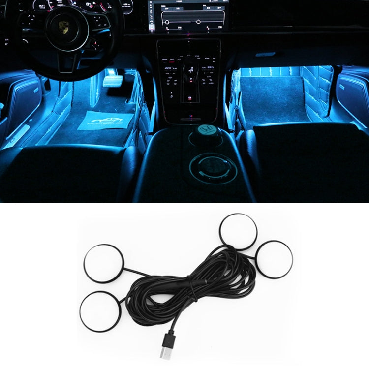 Car 4 in 1 USB RGB Foot LED Atmosphere Light, White Light, Ice Blue Light, Pink Light