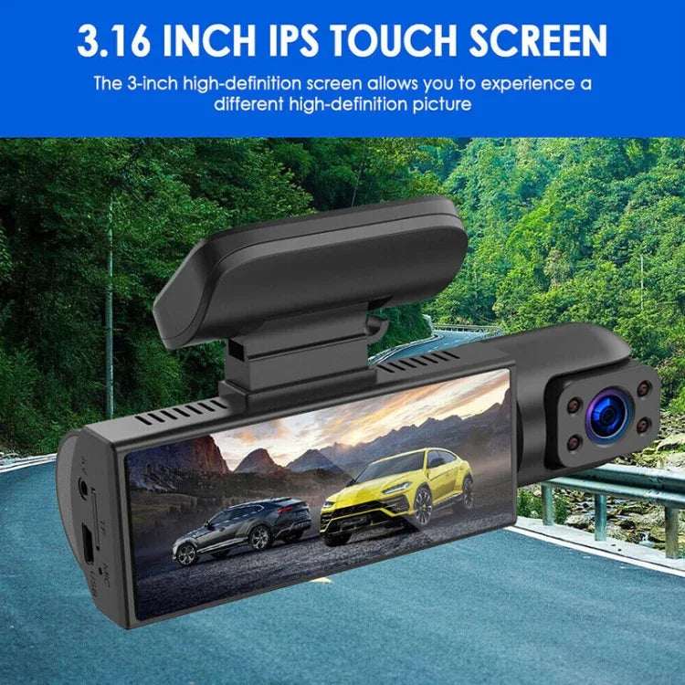3.16インチ 1080P HD ナイトビジョン 前方および車内デュアルレンズ ドライブレコーダー、前方および車内デュアルレンズ