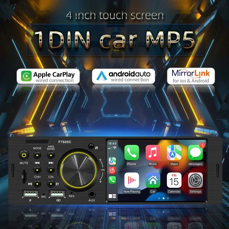 4インチ 800x480P 車載ラジオ受信機 MP5プレーヤー、FM・Bluetooth・SDカード対応 リモコン付き、F7805C