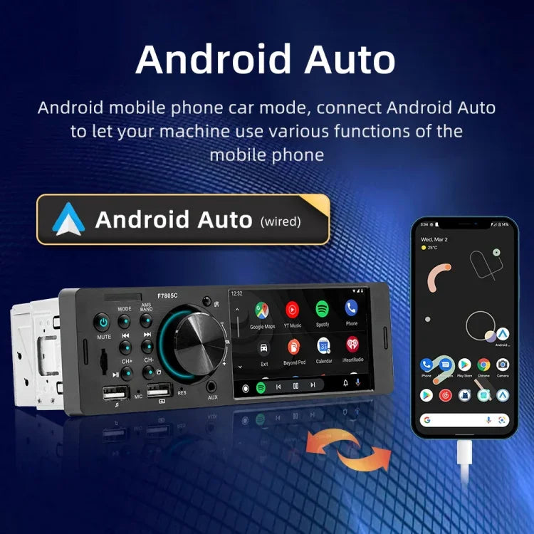 4インチ 800x480P 車載ラジオ受信機 MP5プレーヤー、FM・Bluetooth・SDカード対応 リモコン付き、F7805C