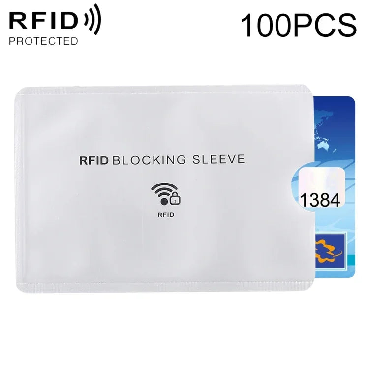 100枚 アルミホイル防盗RFIDブロッキングスリーブ カードプロテクター サイズ: 9.1*6.3cm RFIDブロッキングスリーブ 100枚