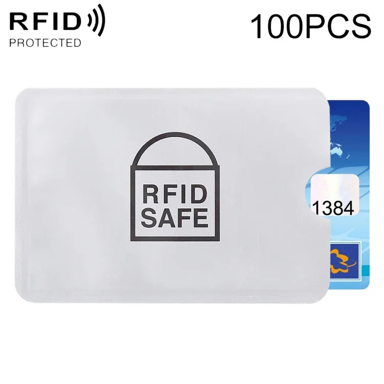 100枚 アルミホイル防盗RFIDブロッキングスリーブ カードプロテクター サイズ: 9.1*6.3cm RFIDセーフ 100枚