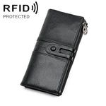 3520 ロング牛革 折りたたみ式 反磁気 RFID レディース財布 カードスロット付き, 3520 レッド, 3520 黄褐色, 3520 ブラック, 3520 コーヒー, 3520 ブルー