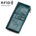 3520 ロング牛革 折りたたみ式 反磁気 RFID レディース財布 カードスロット付き, 3520 レッド, 3520 黄褐色, 3520 ブラック, 3520 コーヒー, 3520 ブルー