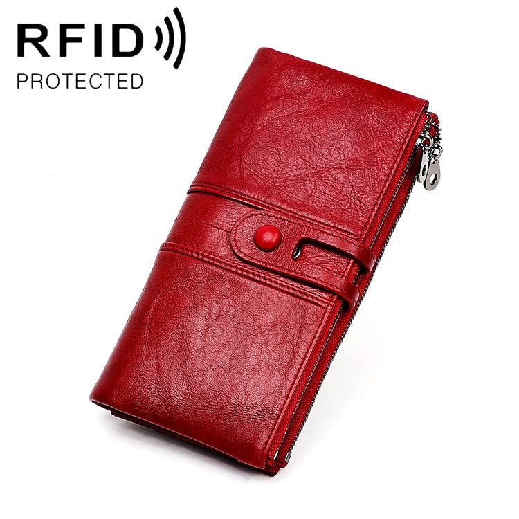 3520 ロング牛革 折りたたみ式 反磁気 RFID レディース財布 カードスロット付き, 3520 レッド, 3520 黄褐色, 3520 ブラック, 3520 コーヒー, 3520 ブルー