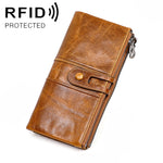 3520 ロング牛革 折りたたみ式 反磁気 RFID レディース財布 カードスロット付き, 3520 レッド, 3520 黄褐色, 3520 ブラック, 3520 コーヒー, 3520 ブルー