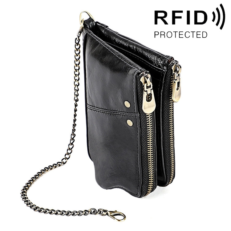 LT3533 ロング クレイジーホーステクスチャー 牛革 折りたたみ式 反磁気 RFID メンズ財布 クラッチバッグ カードスロット＆ショルダーストラップ付き, LT3533 黄褐色, LT3533 ブラック, LT3533 コーヒー, LT3533 ブルー, LT3533 レッド