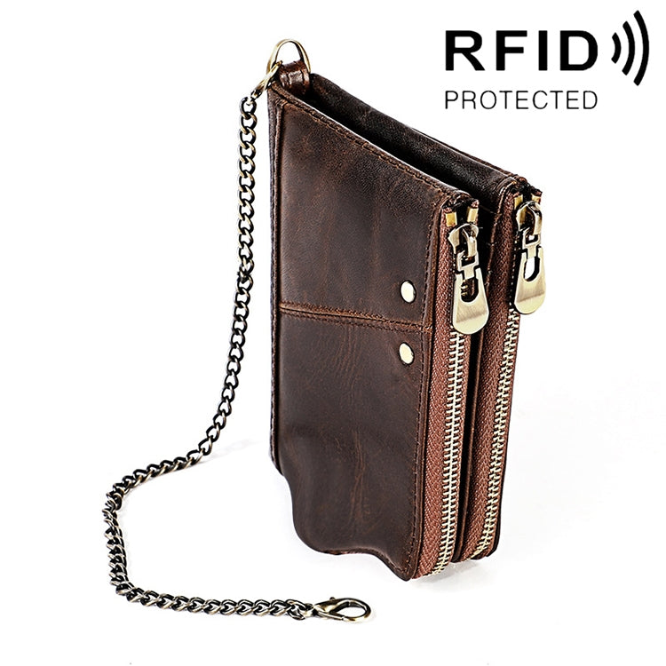 LT3533 ロング クレイジーホーステクスチャー 牛革 折りたたみ式 反磁気 RFID メンズ財布 クラッチバッグ カードスロット＆ショルダーストラップ付き, LT3533 黄褐色, LT3533 ブラック, LT3533 コーヒー, LT3533 ブルー, LT3533 レッド
