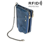 LT3533 ロング クレイジーホーステクスチャー 牛革 折りたたみ式 反磁気 RFID メンズ財布 クラッチバッグ カードスロット＆ショルダーストラップ付き, LT3533 黄褐色, LT3533 ブラック, LT3533 コーヒー, LT3533 ブルー, LT3533 レッド