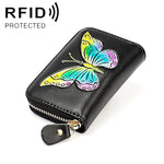 KB152 蝶柄ジッパー 牛革 オルガン型 多機能カードスロット 反磁気 RFID レディース財布, KB152 カラー, KB152 ブルー, KB152 パープル, KB152 シルバー