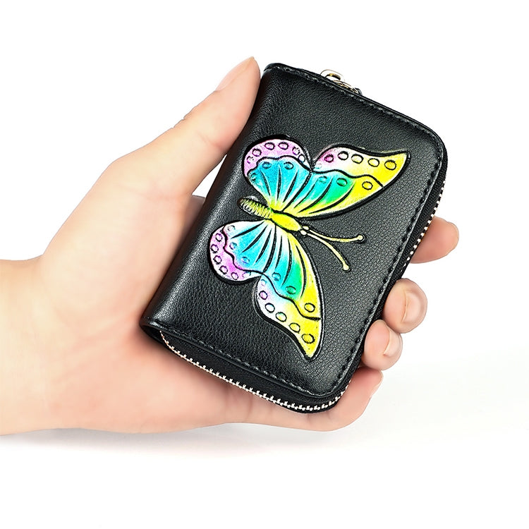 KB152 蝶柄ジッパー 牛革 オルガン型 多機能カードスロット 反磁気 RFID レディース財布, KB152 カラー, KB152 ブルー, KB152 パープル, KB152 シルバー
