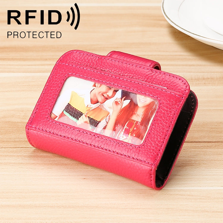 KB188 横型牛革 オルガン型 多機能カードスロット 反磁気 RFID レディース財布 透明窓付き, KB188 パープル, KB188 ローズレッド, KB188 サファイアブルー, KB188 ブラック, KB188 コーヒー