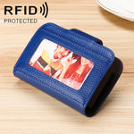 KB188 横型牛革 オルガン型 多機能カードスロット 反磁気 RFID レディース財布 透明窓付き, KB188 パープル, KB188 ローズレッド, KB188 サファイアブルー, KB188 ブラック, KB188 コーヒー