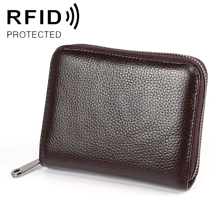 KB195 ファスナー 牛革 ダブルロウ オーガン形 多機能カードスロット 反磁気 RFID財布 クラッチバッグ レディース用、KB195 ピンク、KB195 パープル、KB195 ローズレッド、KB195 ブラック、KB195 コーヒー