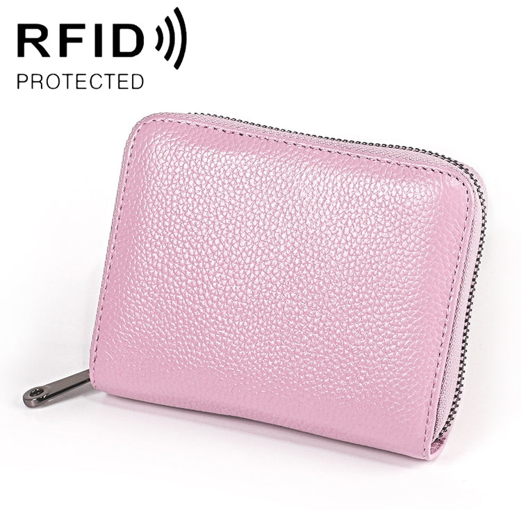 KB195 ファスナー 牛革 ダブルロウ オーガン形 多機能カードスロット 反磁気 RFID財布 クラッチバッグ レディース用、KB195 ピンク、KB195 パープル、KB195 ローズレッド、KB195 ブラック、KB195 コーヒー
