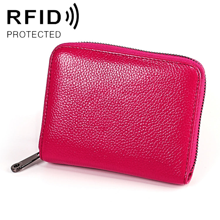 KB195 ファスナー 牛革 ダブルロウ オーガン形 多機能カードスロット 反磁気 RFID財布 クラッチバッグ レディース用、KB195 ピンク、KB195 パープル、KB195 ローズレッド、KB195 ブラック、KB195 コーヒー