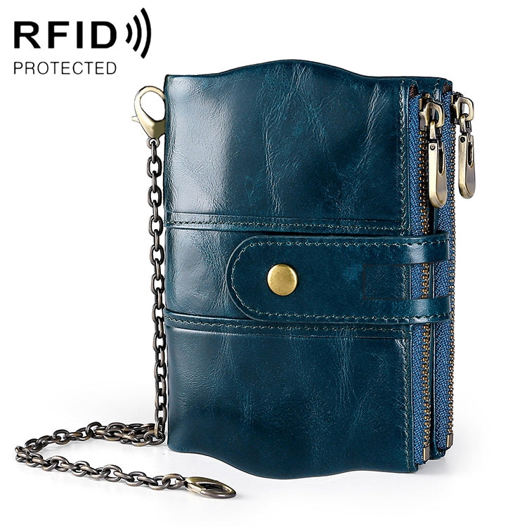 LT3539 牛革ジッパーバックル 耐磁性 RFID 財布 クラッチバッグ メンズ用、カードスロット＆ショルダーストラップ付き、LT3539 ショルダーストラップ ブルー、LT3539 ストラップ レッド、LT3539 黄褐色